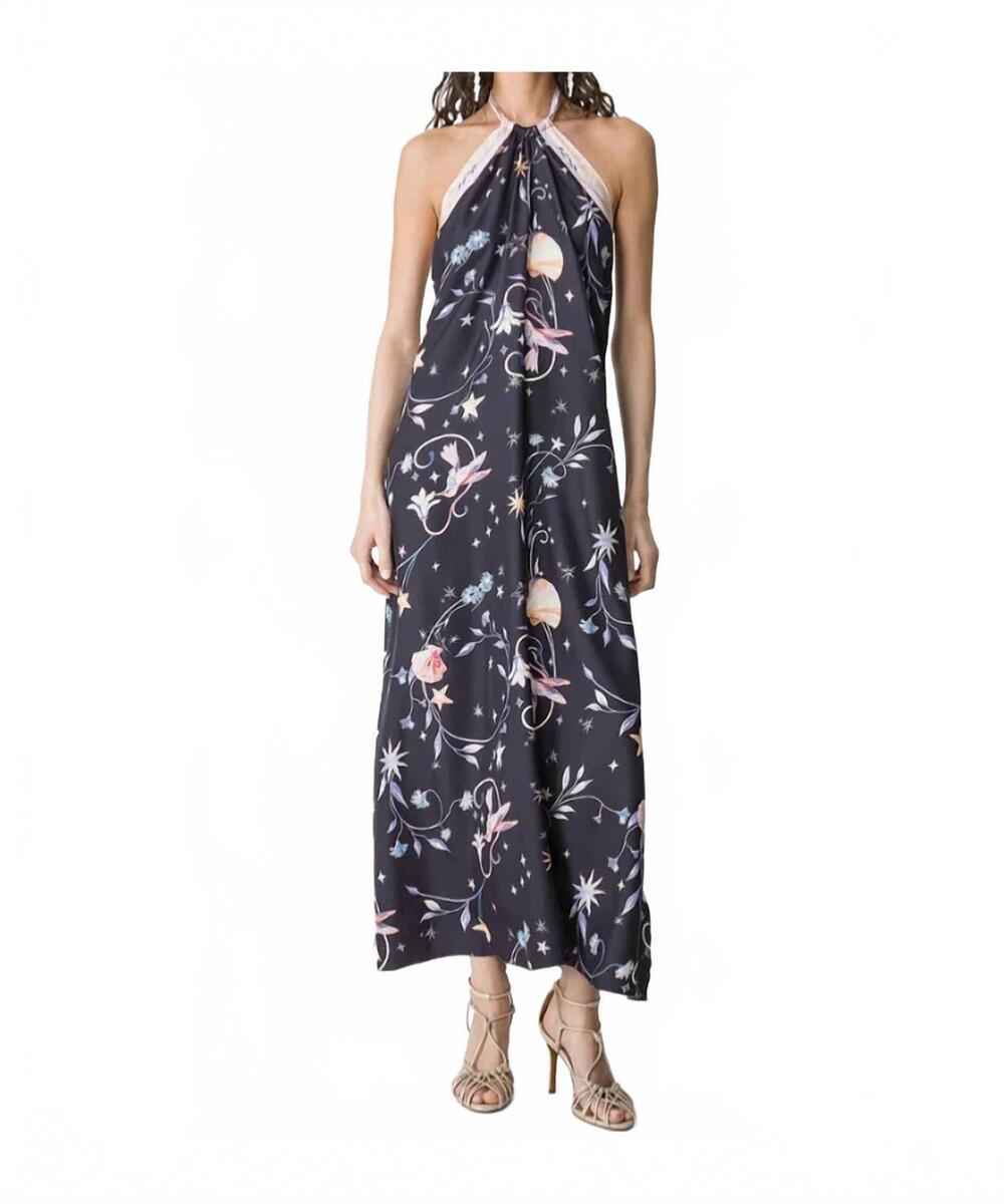NEW FORTE FORTE deliverance print long elegant dress in navy
